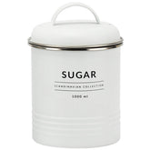 Lata Porta Condimento de Metal Porta Açúcar 1000ml Copenhag Yoi Sugar Branco Fosco